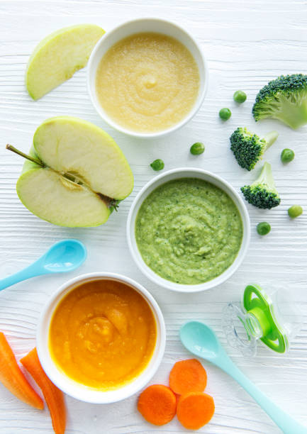 istock Assortment of fruit and vegetable puree 1312748030