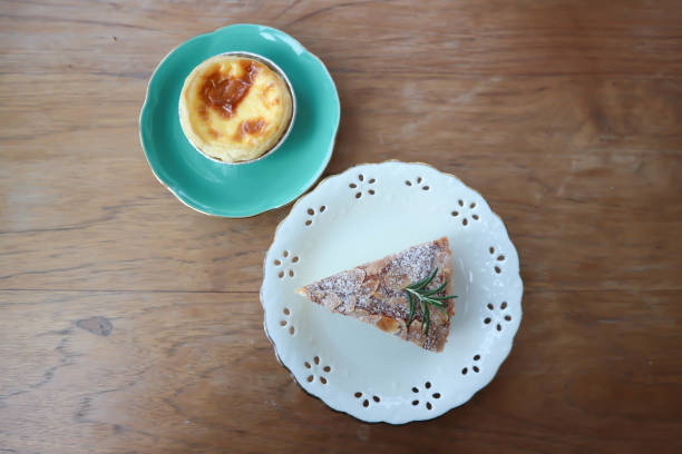 istock almond cake, cake or vanilla cake and egg tart 1312749343