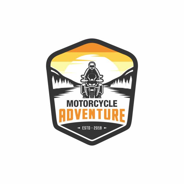 szablon projektu motocykla przygoda i ikona podróżnika - motocross leisure activity sport motorcycle racing stock illustrations