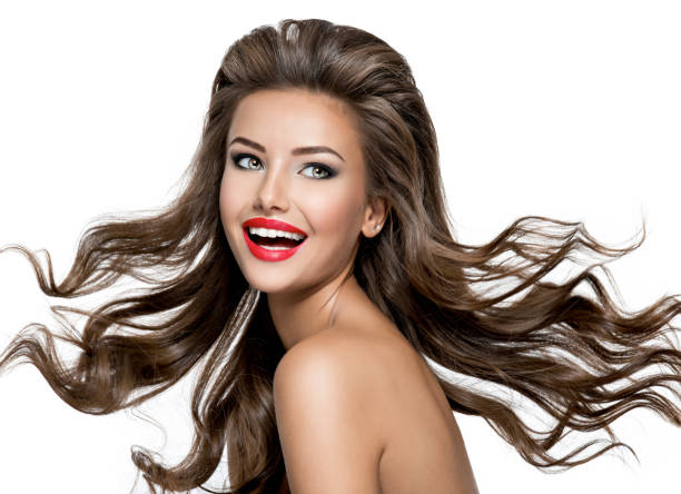 istock Beautiful laughing brunette hair and bright make up. 1312753142