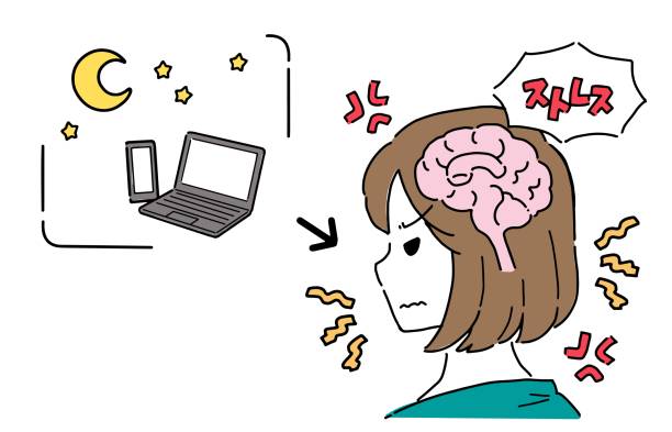 ilustrações de stock, clip art, desenhos animados e ícones de illustration of a woman frustrated by lack of serotonin - nerve cell illustrations