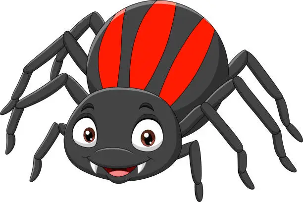 Vector illustration of Cartoon funny spider on white background