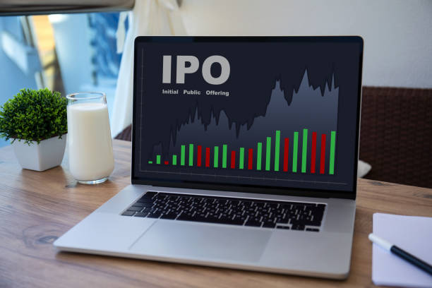 istock computer laptop with IPO stocks purchase app on screen 1312756373