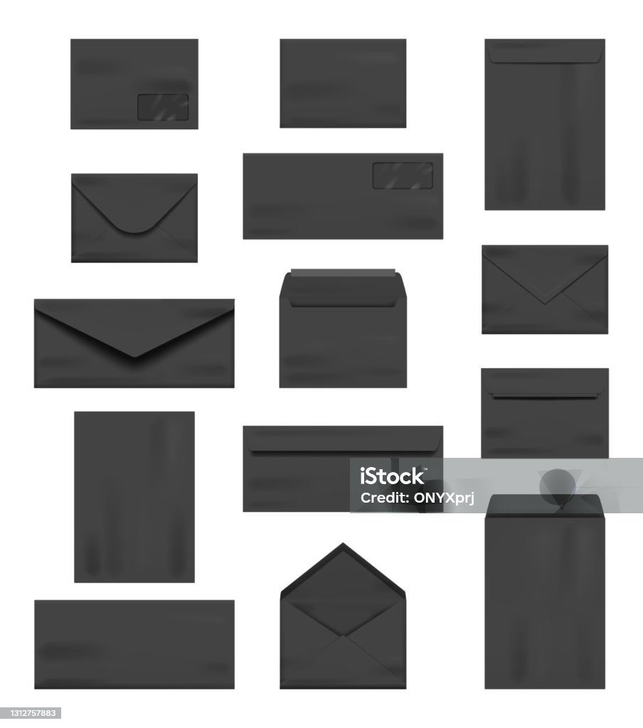 Black Envelopes Luxury Dark Template Of A4 Business Letters Opening And  Closed Premium Office Envelopes Decent Vector Set Stock Illustration -  Download Image Now - iStock