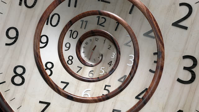 3D Rendering Classic Round Clock with infinity time.