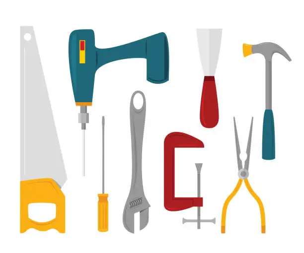 Vector illustration of Group of the Handyman Tools.