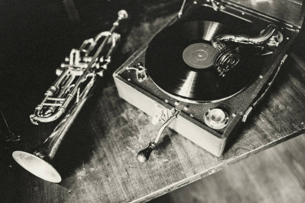 JAZZ - I love it!!! Gramophone, Analog, Music, Art, Close-up, Party, 1920, Nostalgia, 1920 stock pictures, royalty-free photos & images