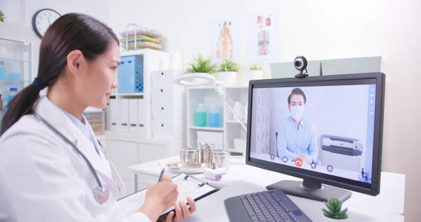 istock Telemedicine concept on webcam 1312768824
