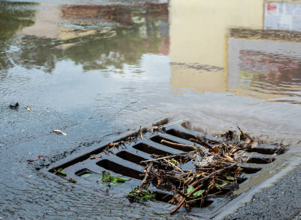 Manhole cover in a storm