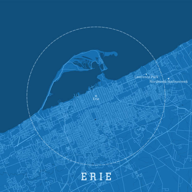 Erie PA City Vector Road Map Blue Text Erie PA City Vector Road Map Blue Text. All source data is in the public domain. U.S. Census Bureau Census Tiger. Used Layers: areawater, linearwater, roads. lake erie stock illustrations