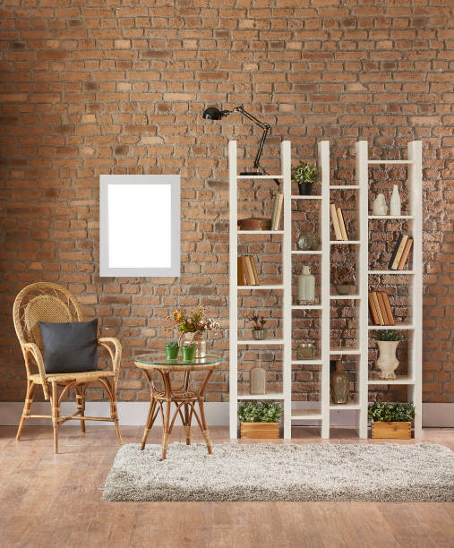 istock modern home decor room with bookshelf and seat 1312772996