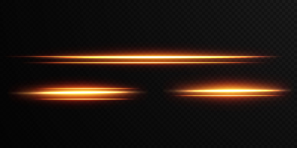 White horizontal lens flares pack. Laser beams, horizontal light rays. Beautiful light flares. Glowing streaks on light background. Luminous abstract sparkling lined background.