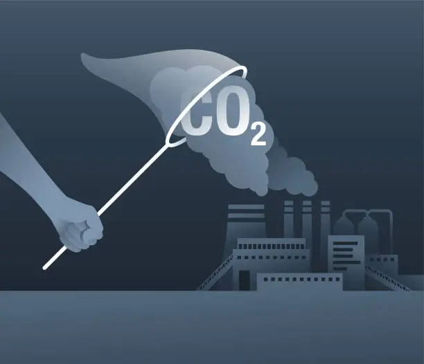 Vector illustration of Carbon Dioxide Capture Technology - CO2 neutral