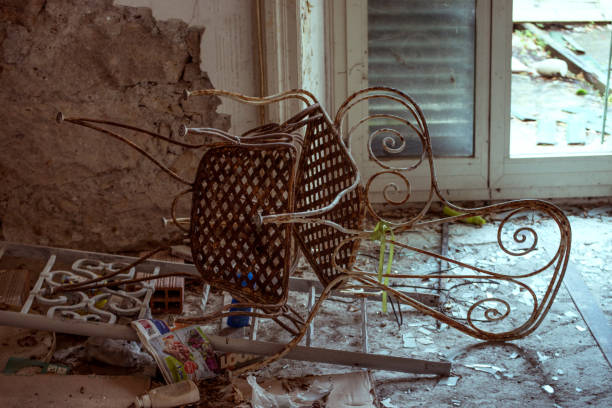 Narni, Italy - January 25, 2020: Old, elegant chair in abandoned mansion