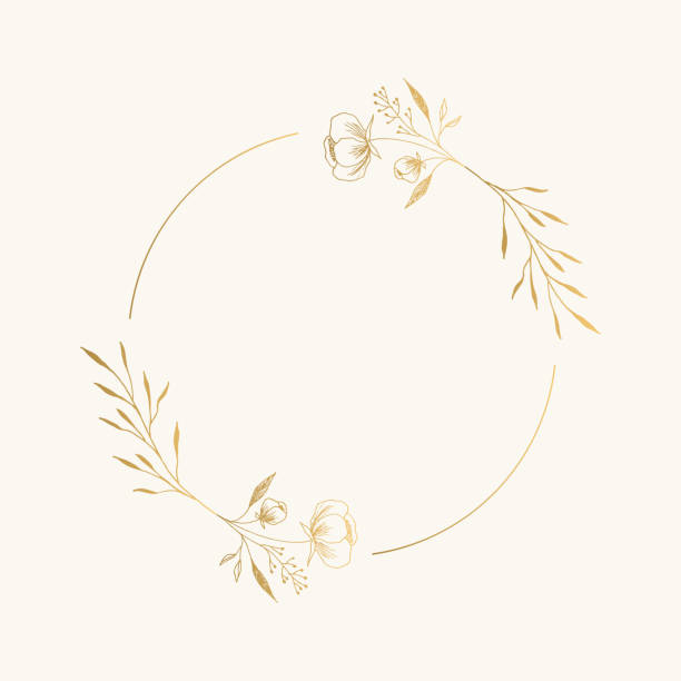 goldener kreis rahmen mit floralen dekor. eleganter luxusstil. vektor isolierte illustration. - gold wreath stock-grafiken, -clipart, -cartoons und -symbole