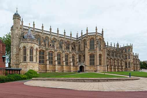 The Queen's Free Chapel of the College of St. George, Windsor Castle in Windsor in Berkshire, England, UK. A royal residence at Windsor Castle. It has been the scene of many royal services, weddings and burials.
