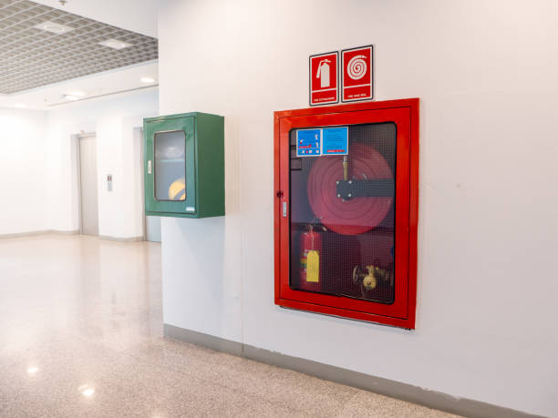 istock fire extinguisher cabinet in the office building For preparing to prevent fire 1312792341
