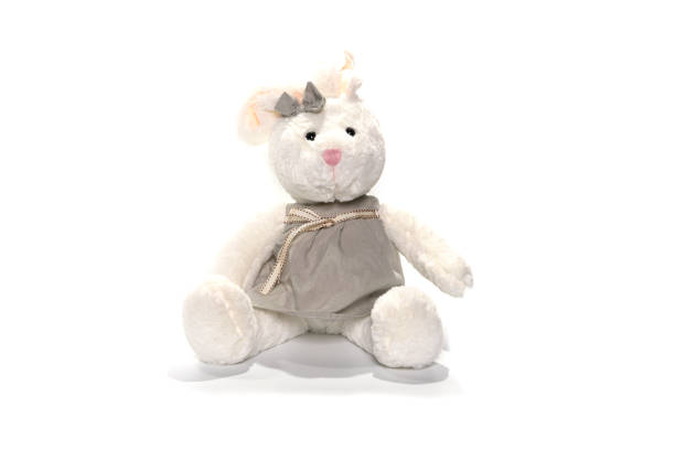 istock Stuffed rabbit toy isolated on white background 1312793356