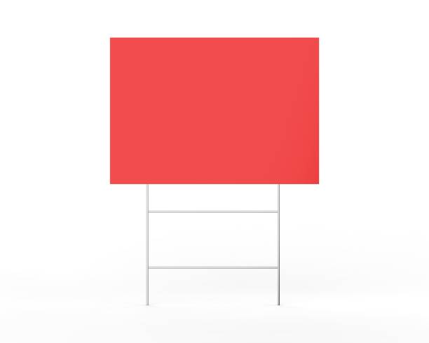 istock Blank red real state sale banner sign, 3d render illustration. 1312793383