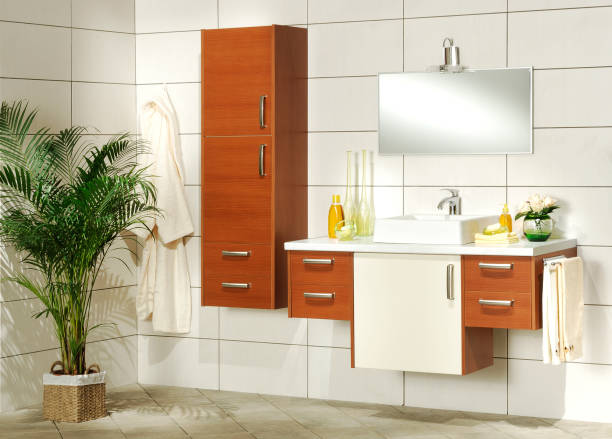 istock luxury bathroom interior decoration with bath tub 1312793699