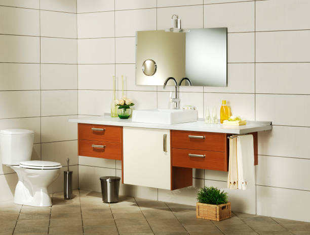 istock luxury bathroom interior decoration with bath tub 1312793704