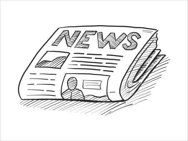 ikona szkicu gazety rysowanej ręcznie - newspaper the media newspaper headline document stock illustrations