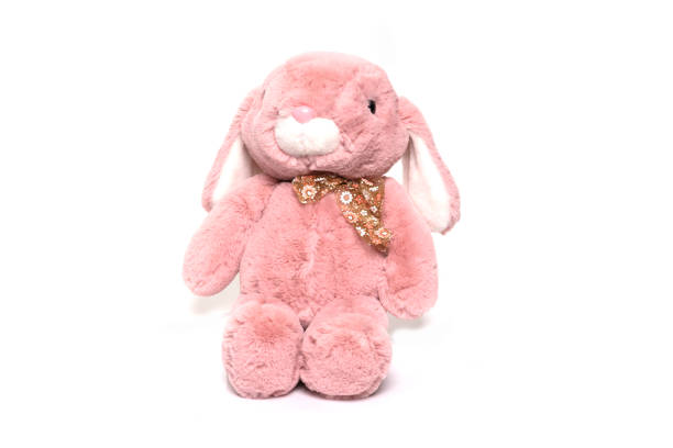 istock Stuffed rabbit toy isolated on white background 1312793886