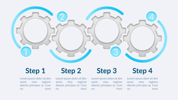 빈 ��원 기어 벡터 인포그래픽 템플릿 - 연속성 stock illustrations