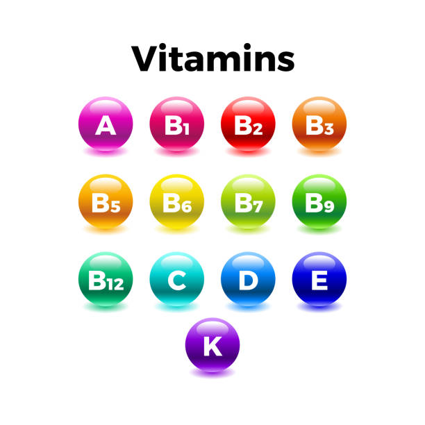 ilustraciones, imágenes clip art, dibujos animados e iconos de stock de conjunto de iconos complejos de vitaminas múltiples. suplemento multivitamínico, vitamina a, b1, b2, b3, b5, b6, b9, b12, c, d, e, k, ilustración vectorial. cartel infográfico de ciencias de la dieta. - capsule vitamin pill letter k medicine