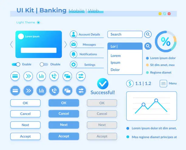 Vector illustration of Online banking infographics UI elements kit