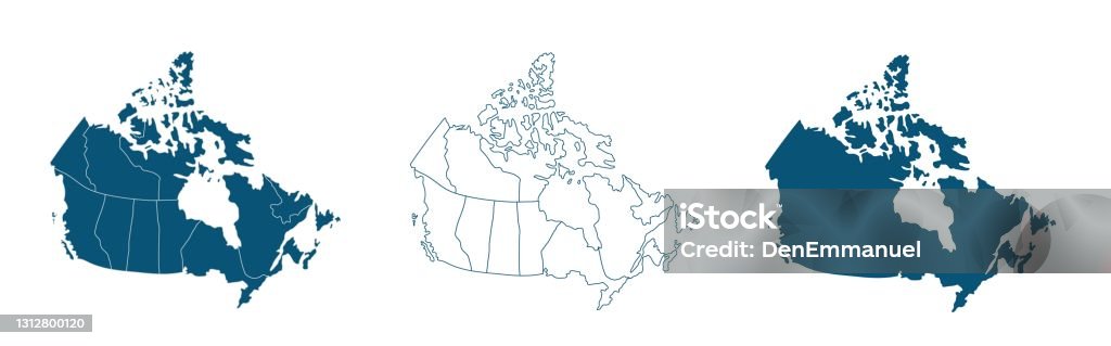 Простая карта канады векторного рисования. Проекция Меркатора. Заполненные и наброски - Векторная графика Канада роялти-фри