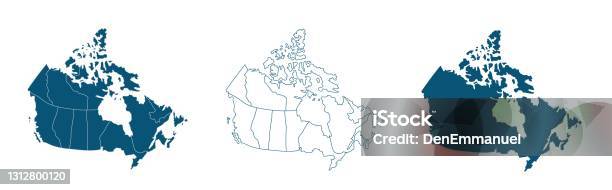Простая Карта Канады Векторного Рисования Проекция Меркатора Заполненные И Наброски — стоковая векторная графика и другие изображения на тему Канада