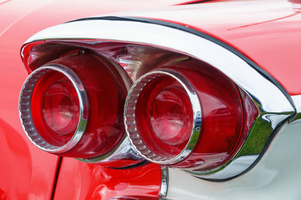 istock Rear lights on old classic car 1312804382