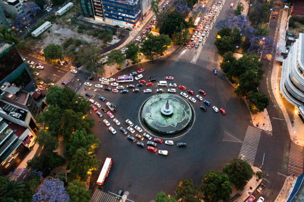 istock Directly above view of a traffic circle in Ciudad de Mexico 1312806463