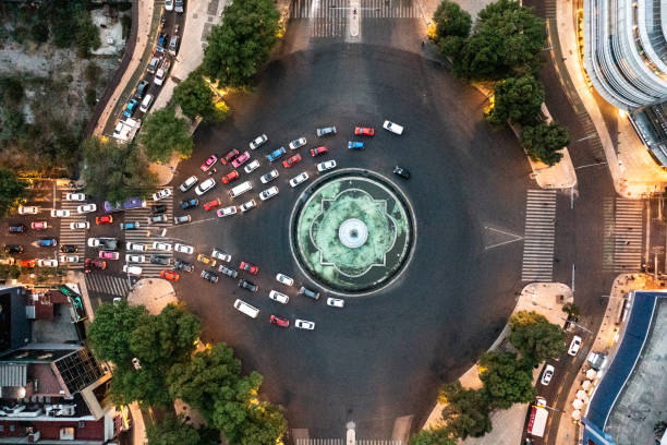 istock Directly above view of a traffic circle in Ciudad de Mexico 1312806464