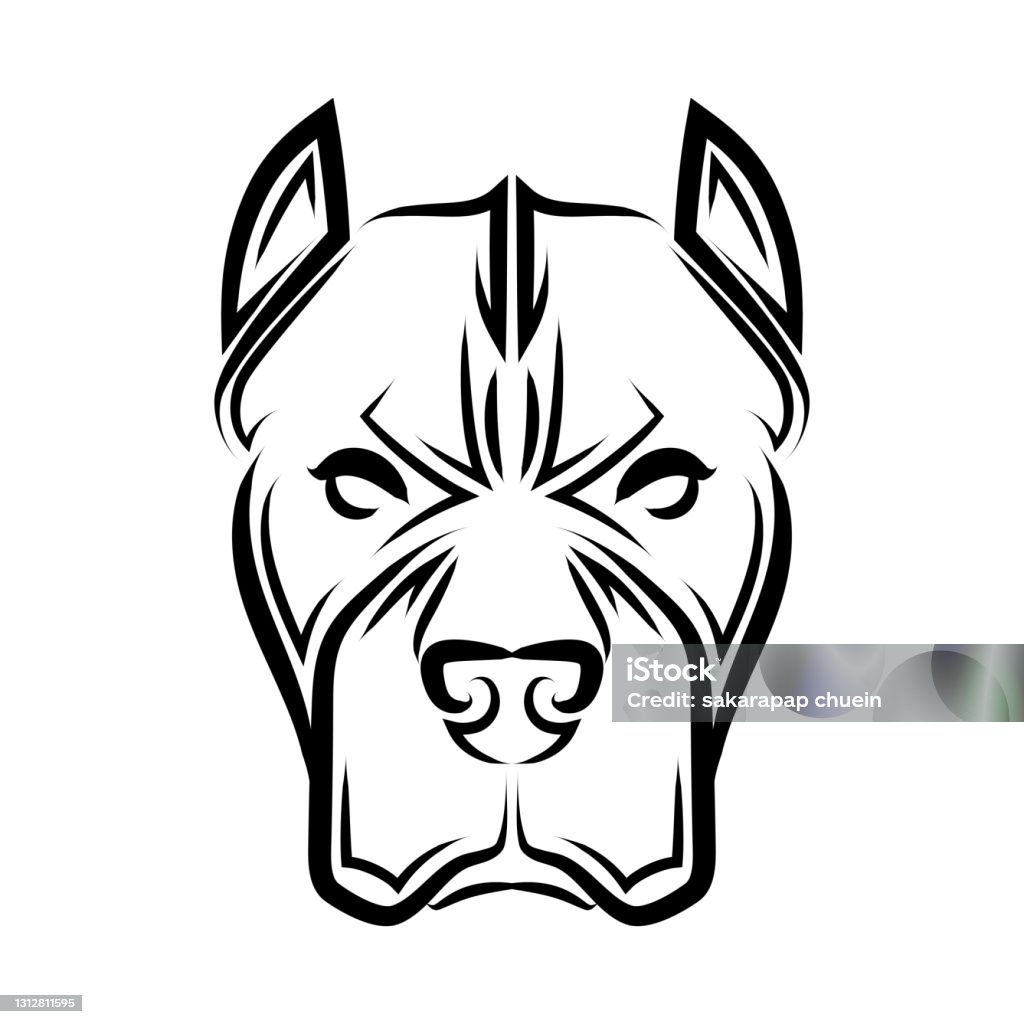 Black And White Line Art Of Pitbull Dog Head Good Use For Symbol Mascot  Icon Avatar Tattoo T Shirt Design Logo Or Any Design You Want Stock  Illustration - Download Image Now -