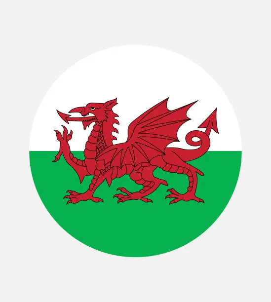 Vector illustration of National Wales flag, official colors and proportion correctly. National Wales flag. Vector illustration. EPS10. Wales flag vector icon, simple, flat design for web or mobile app.