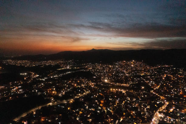 istock High angle view of Guanajuato at night 1312821097