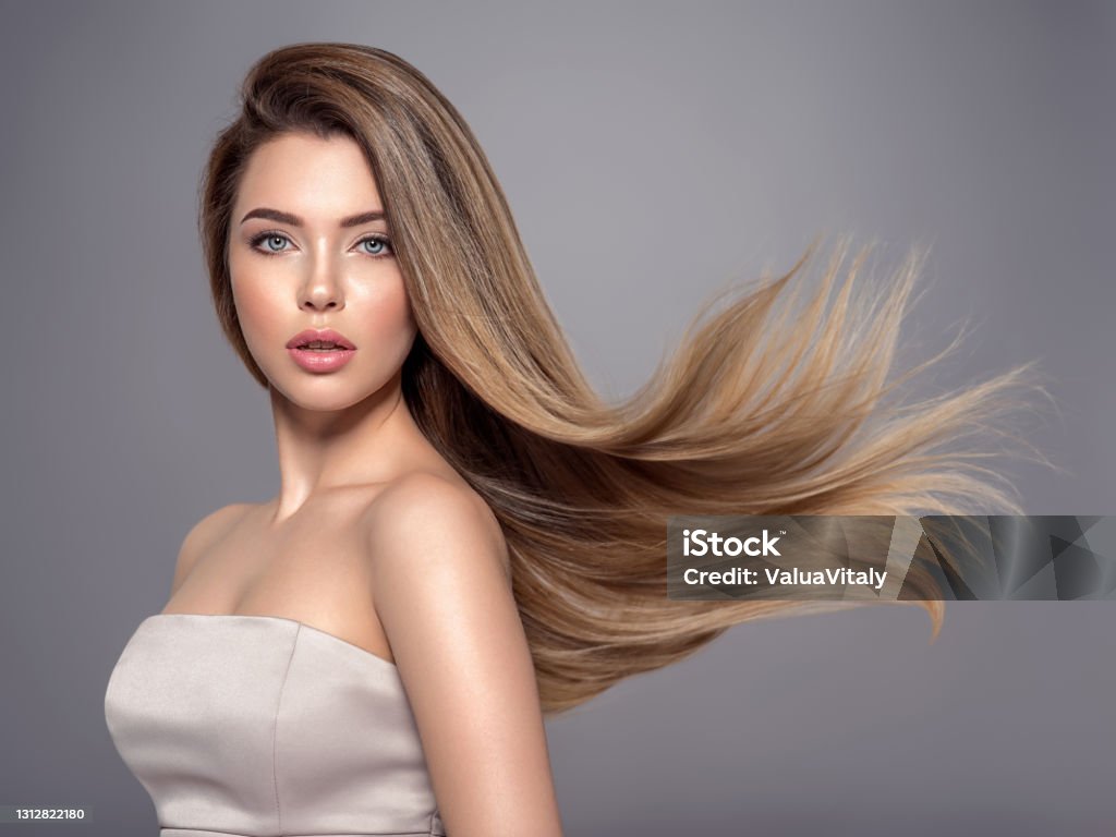 Beautiful Woman With Long Straight Hair Blonde Girl Stock Photo - Download  Image Now - iStock