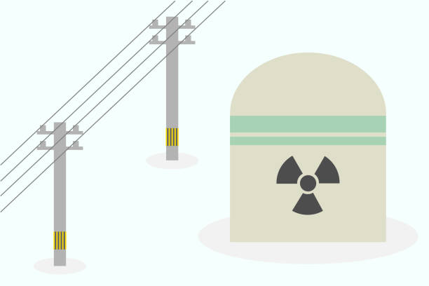 원자력 발전소 - nuclear power station construction uranium energy stock illustrations