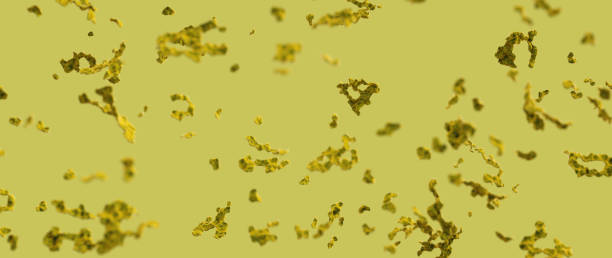 istock Random organic matter suspended on a green background 1312826978