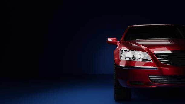 istock red car on the side in the dark on a blue background 1312827106