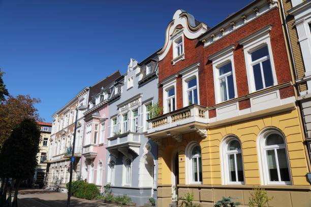 Krefeld city in Germany. Street view with old residential architecture.