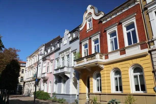 Krefeld city in Germany. Street view with old residential architecture.