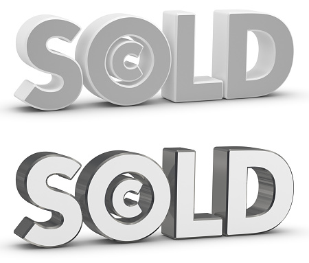 3d render. Word SOLD isolated on white background.
