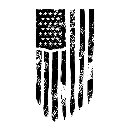 American flag in grunge style. Design element for label, sign, emblem, poster. Vector illustration