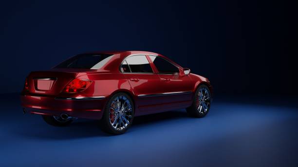 istock red car on the side in the dark on a blue background 1312831588