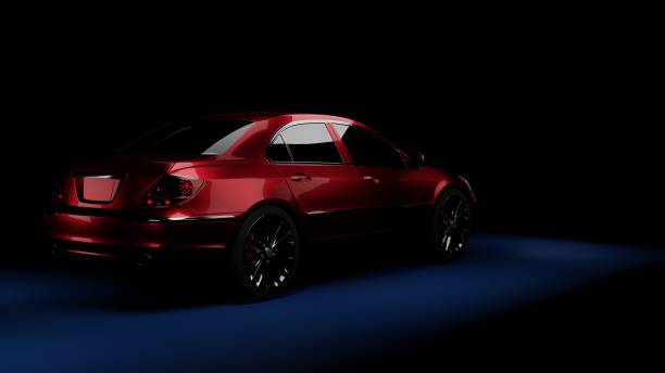 istock red car on the side in the dark on a blue background 1312831592