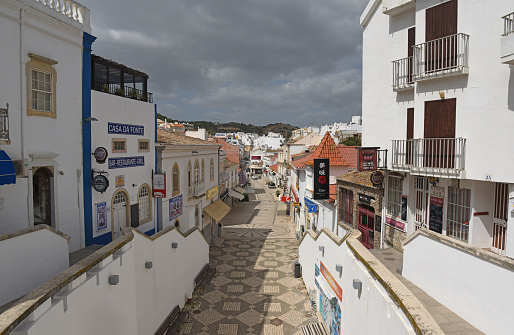 Lagos, Portugal - April 16: Tourists and locals seen in the empty streets after lockdown restrictions are eased in Portugal
