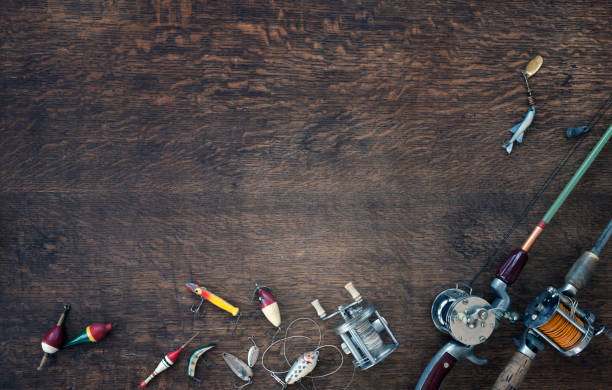 istock Vintage Fishing Tackle Background 1312836267